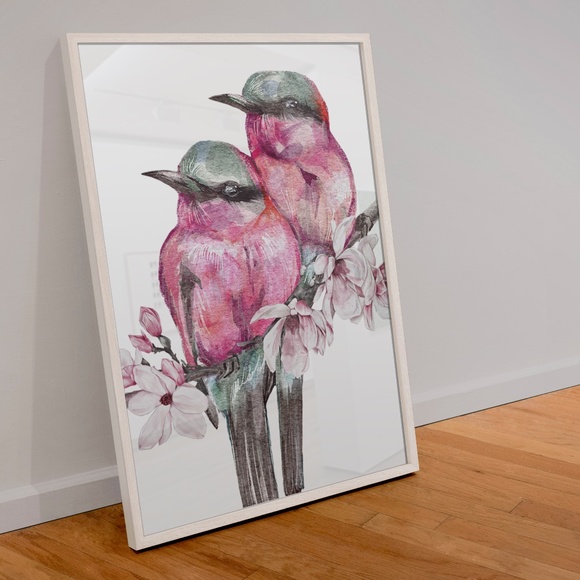 Wall Art Cute Pink Birds Portrait Print Unframed - Picture 2 of 6